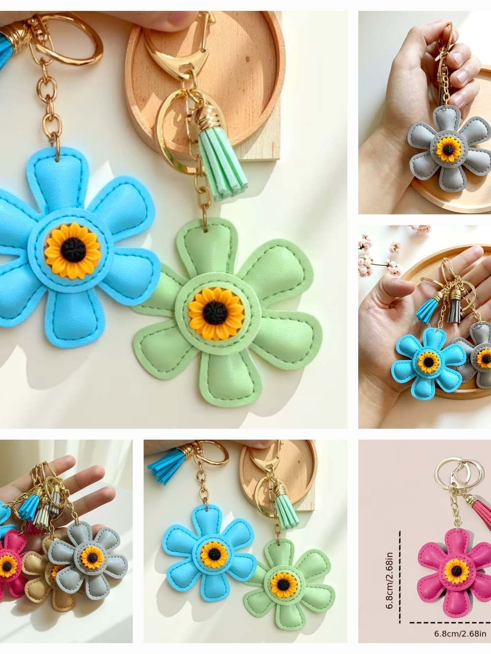 Flower Keychain Bag Charm Pick A Color
